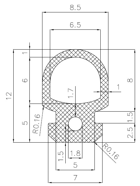 16370170KG - rubber profiles - Cover and T-profiles