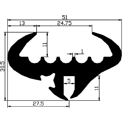 KL - G315 30,5×51 mm - EPDM-Befestigungsprofile - Klemmprofile / Befestigungs- und Dichtungsprofile